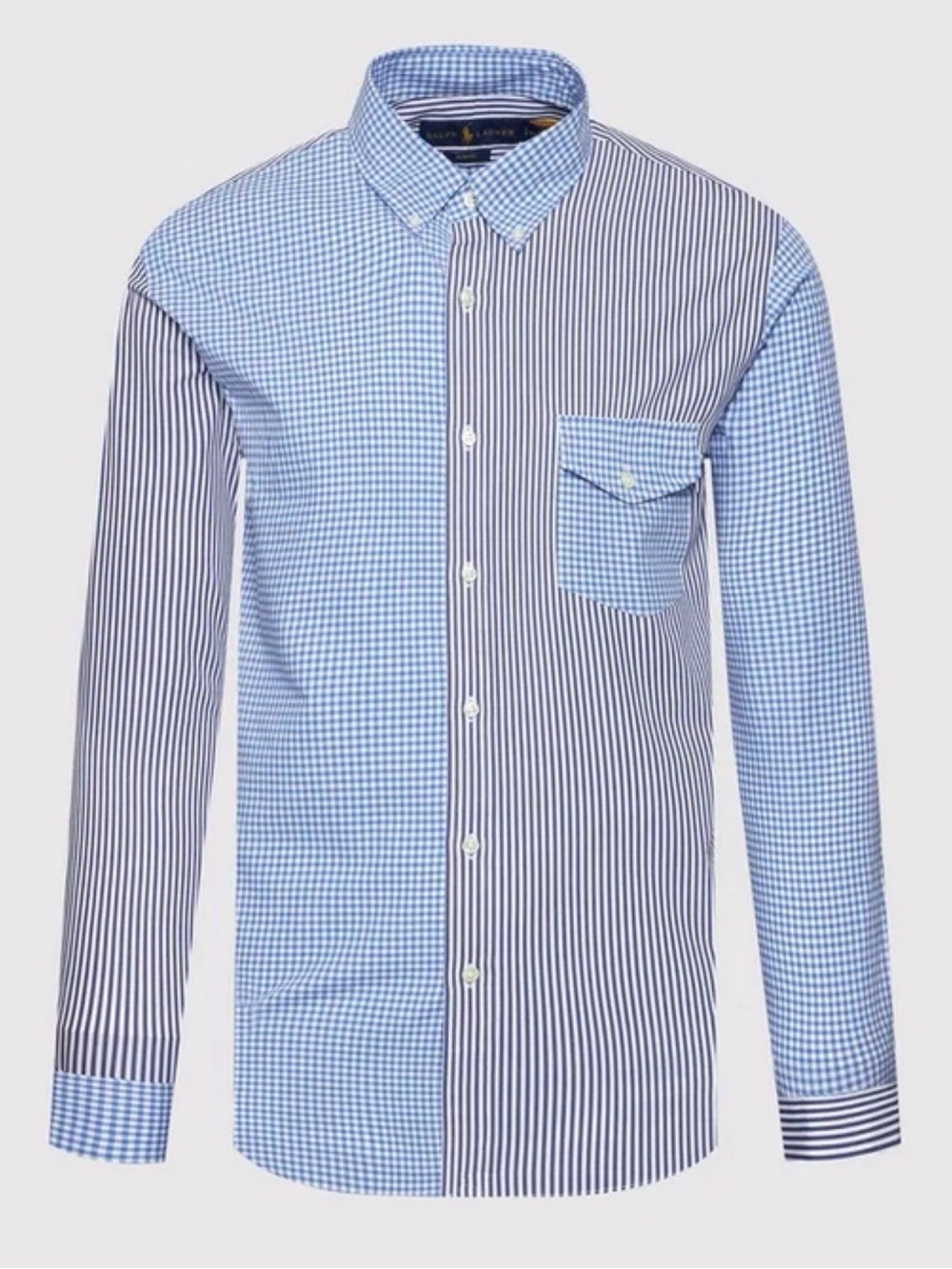 Polo Ralph Lauren Mens Classic Fit Poplin Shirt Blue/ White Small 15